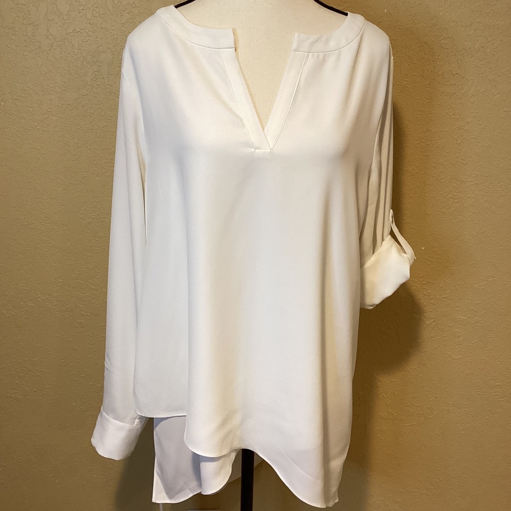Tahari‎ Ivory Tulip Hem Blouse Tunic, Oversized, Size Medium, NWT